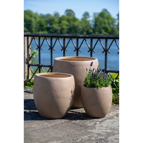 Beckley Plantenpotten – Set van 3 – Fiberclay Bruin – Ø32/42/54 cm - Casa Neu
