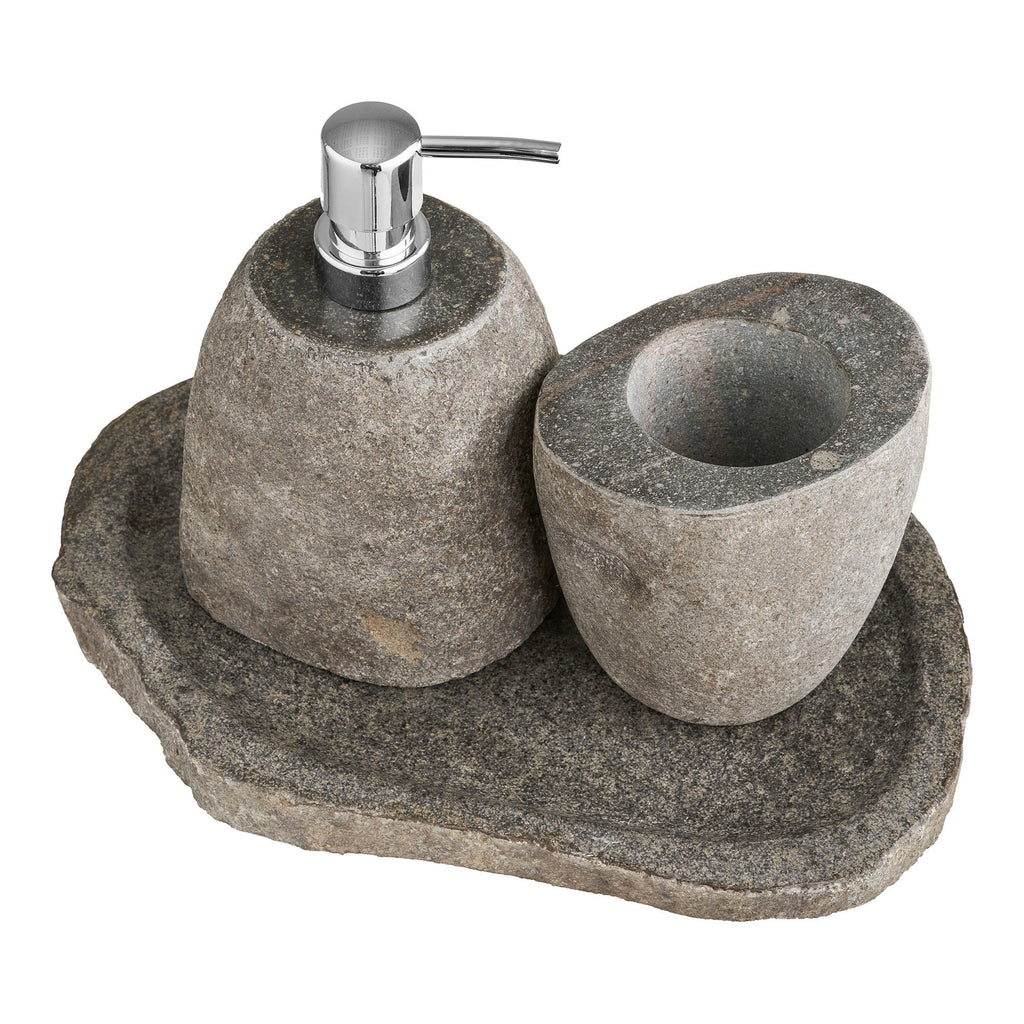 Gara Bathroom Set, Storage Cup, Soap Dispenser, Tray - Casaneu