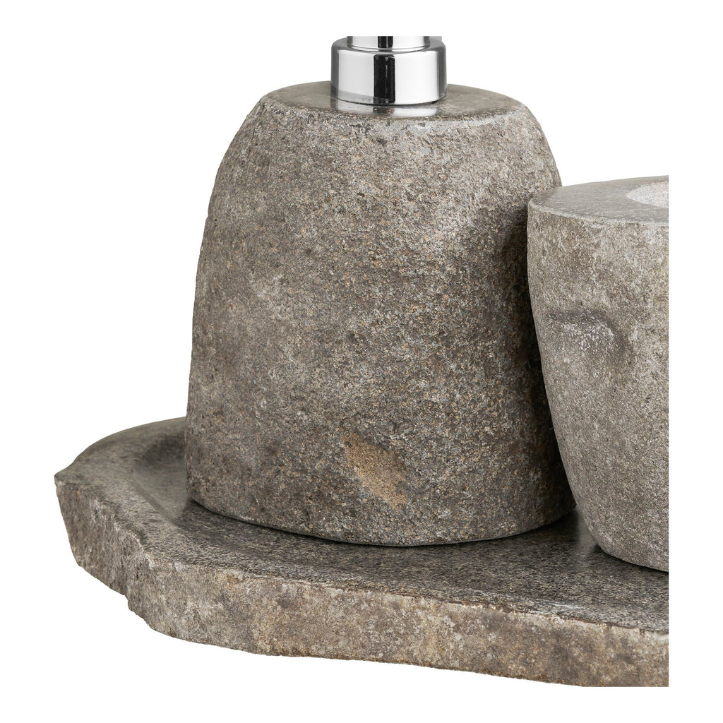 Gara Bathroom Set, Storage Cup, Soap Dispenser, Tray - Casaneu