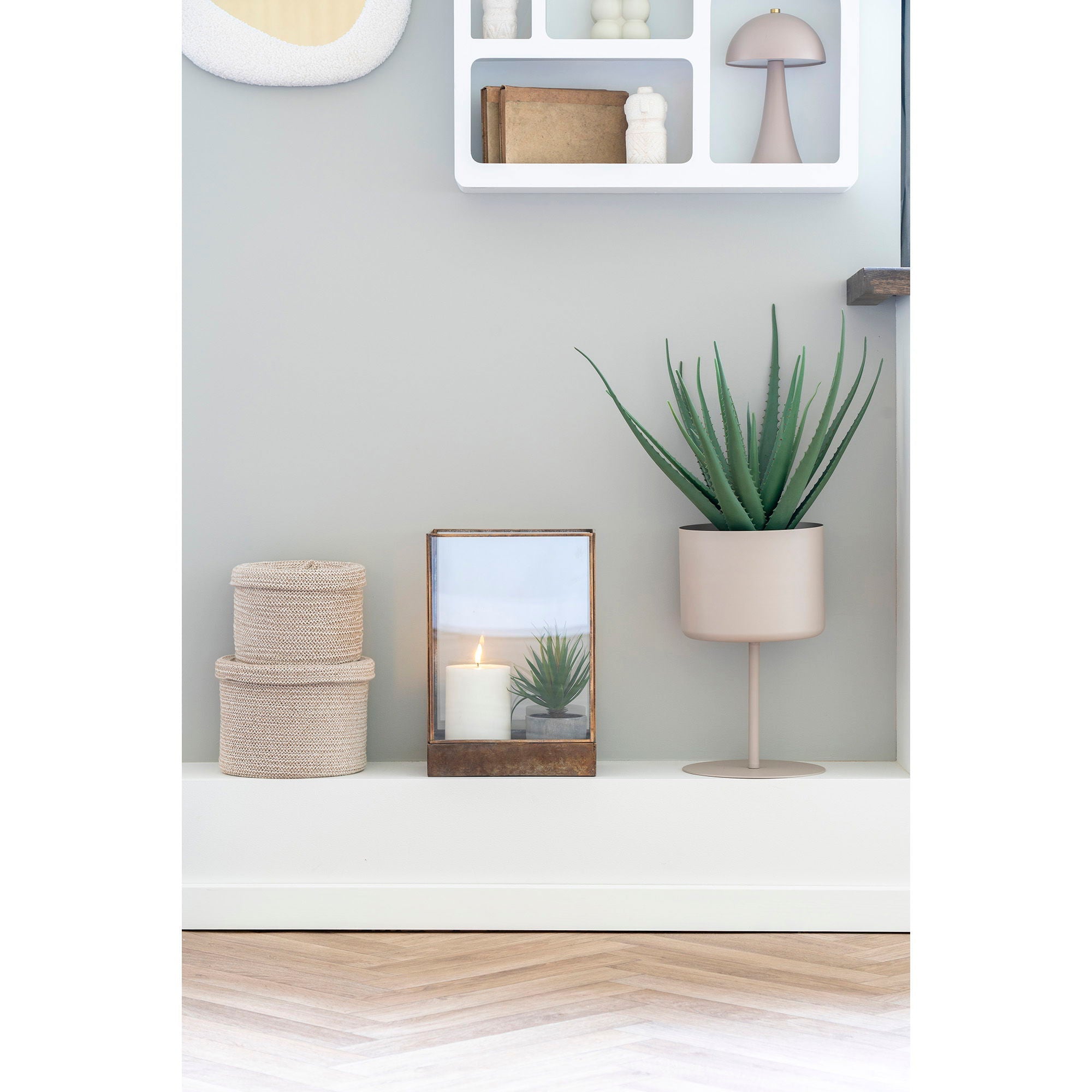 Trofa Plantenstandaard – Beige Metalen Plantenzuil – Ø25 cm – Modern Design - Casa Neu